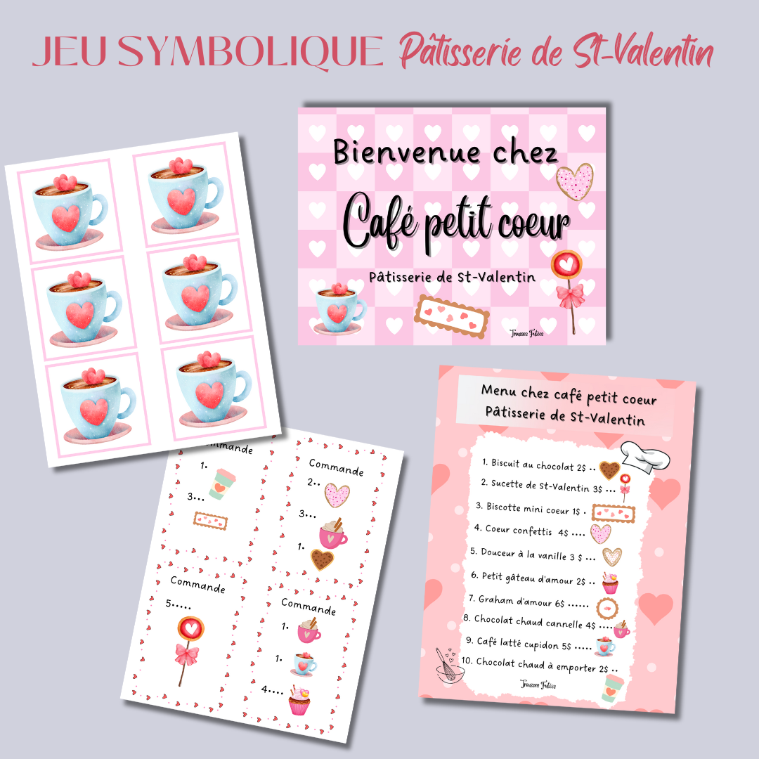 Jeu symbolique - Je compte en cuisinant des douceurs de St-Valentin - 21 pages
