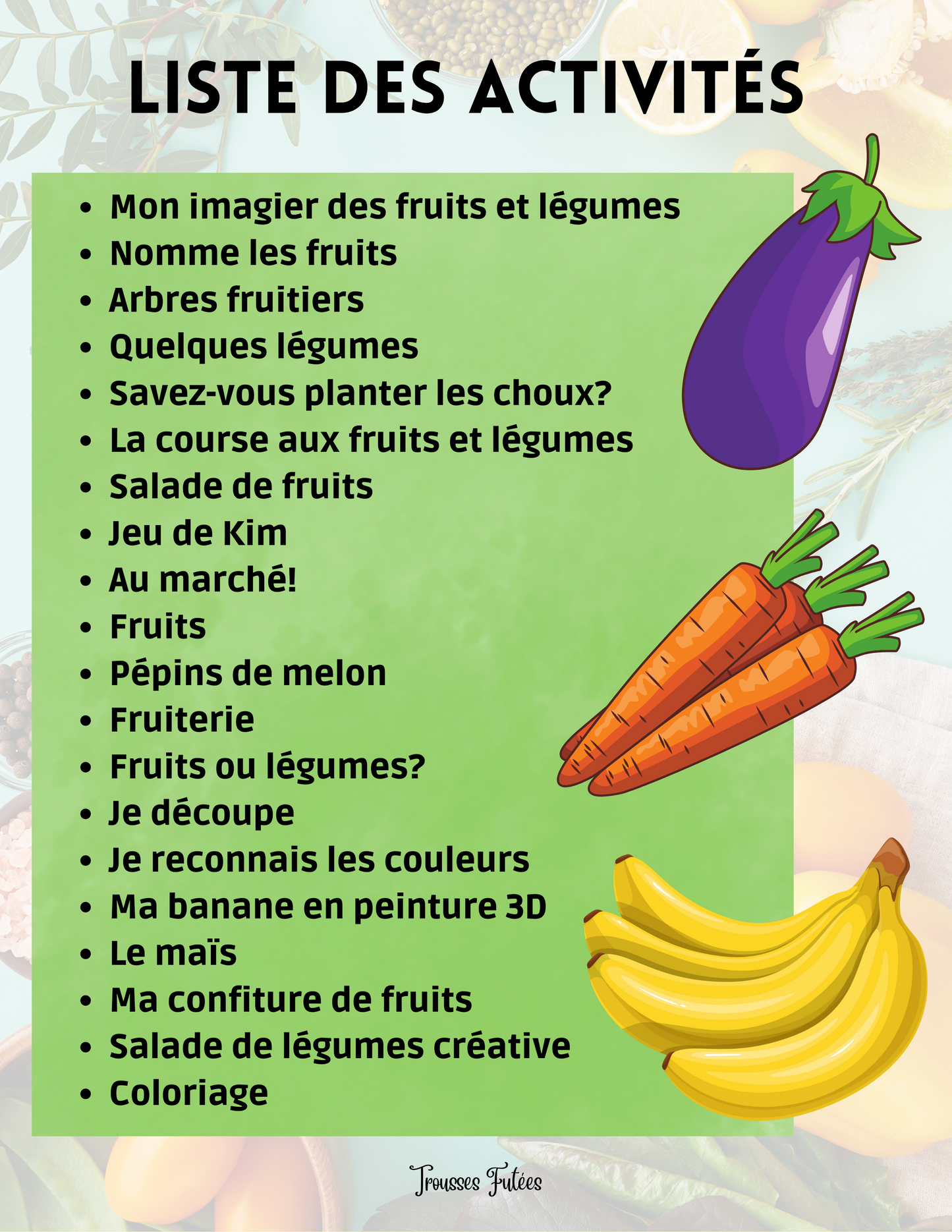 Les fruits et légumes -32 pages