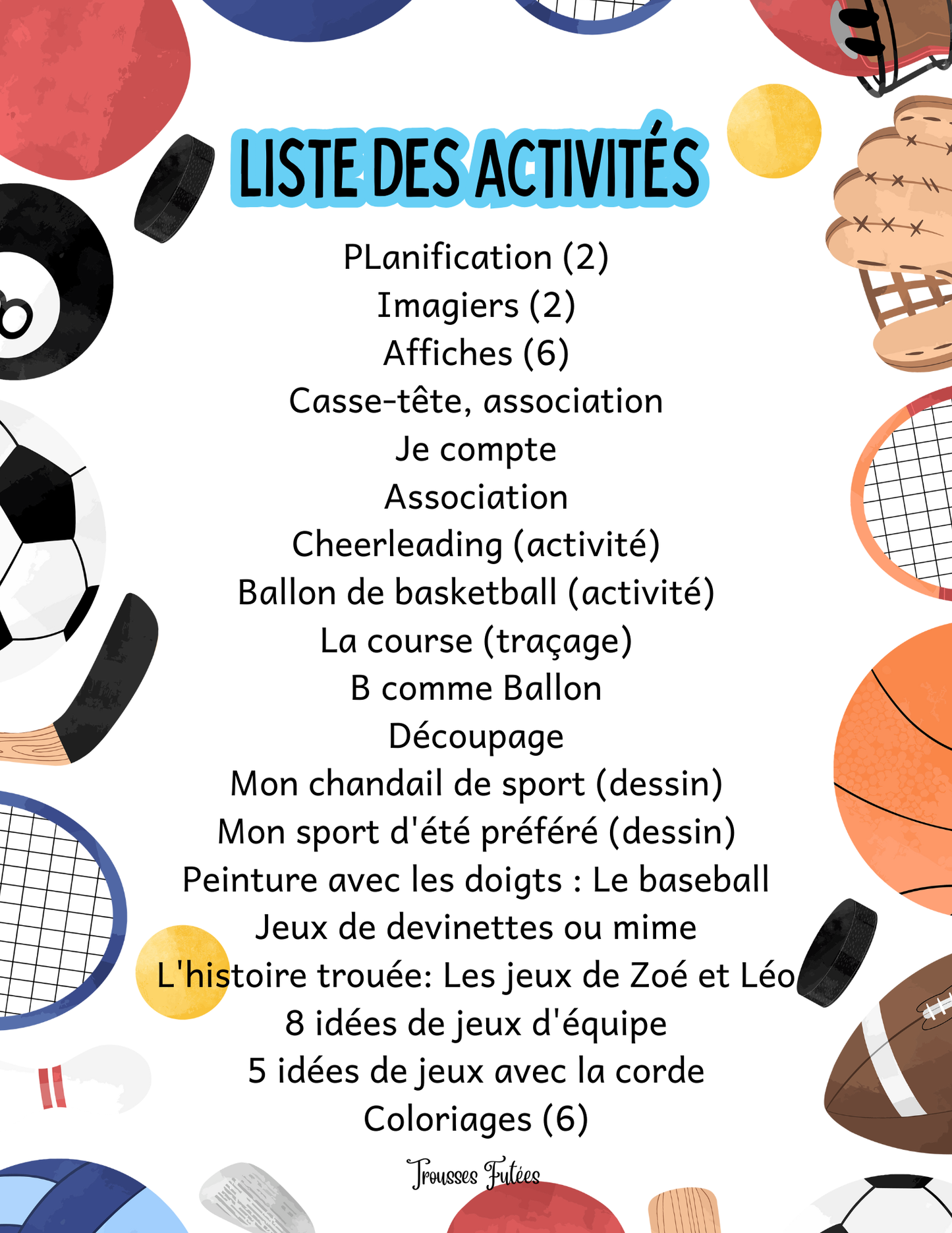 Les sports d'été - 40 pages