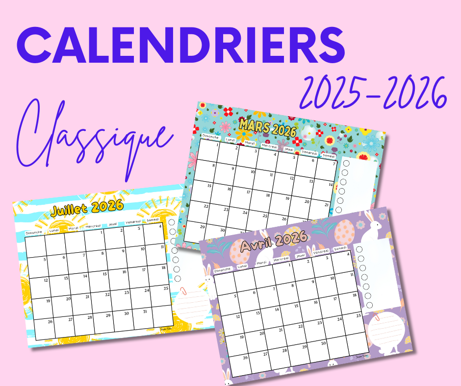 Calendrier juillet 2025 à juillet 2026