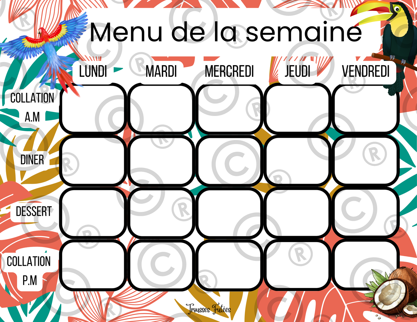 Affiches pour menu de la semaine - Juillet