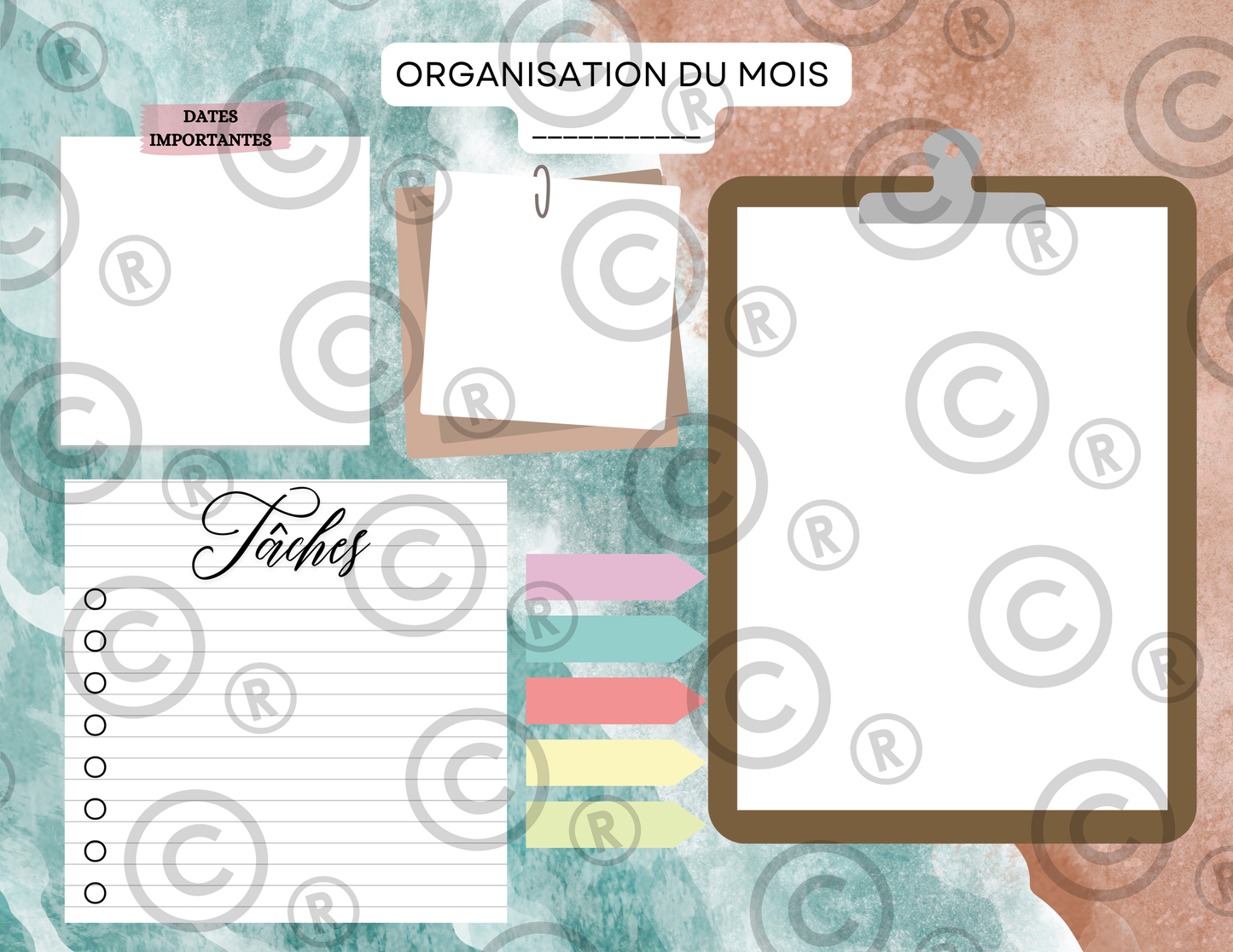 Organisation du mois - 4 pages