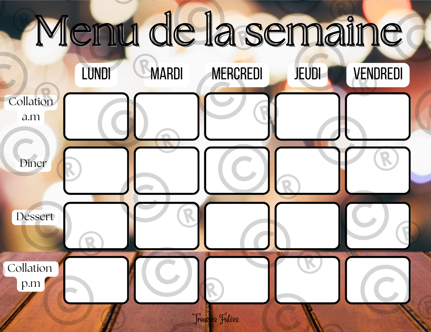 Affiches pour menu de la semaine - Août