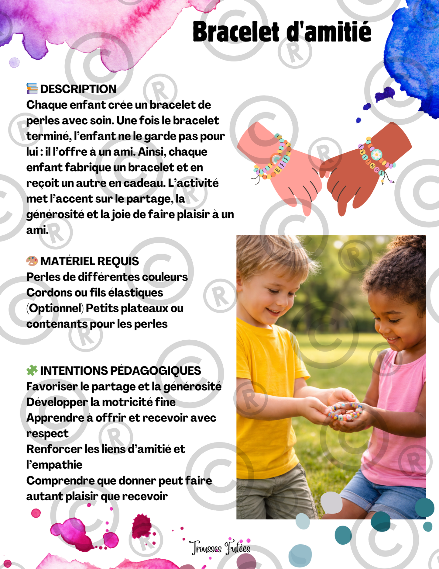 Trousse Éducative PDF L'amitié et le Partage - Activités imprimables 1-6 ans