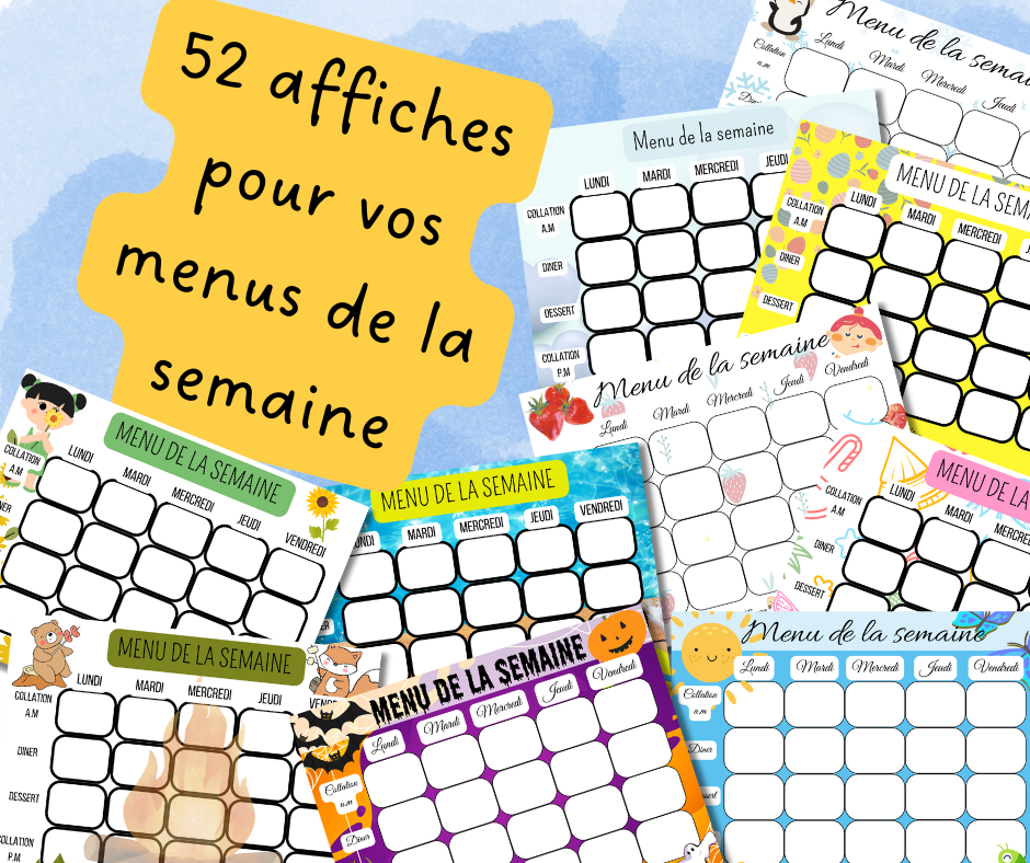 52 affiches pour vos menus de la semaine