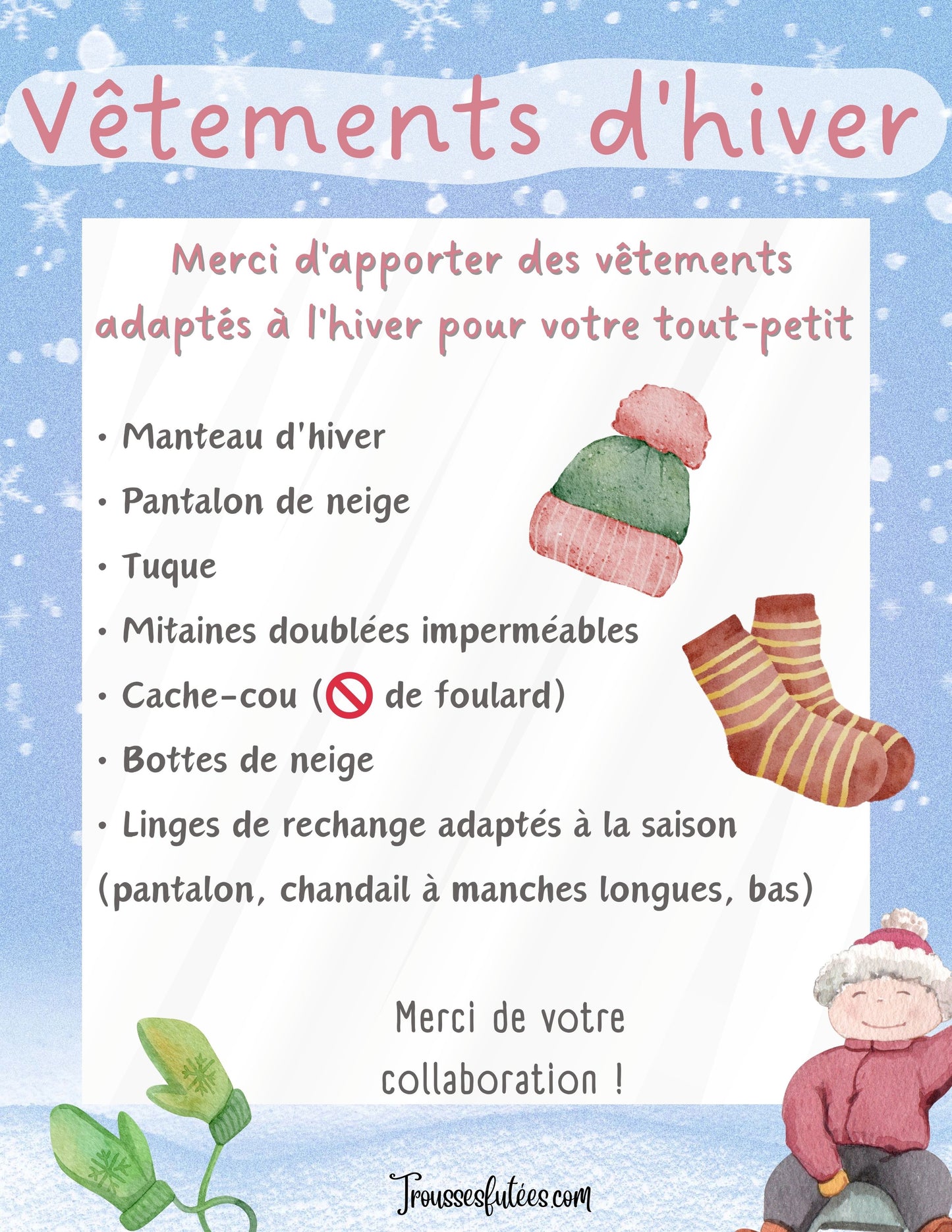 GRATUIT - Affiche vêtements d'hiver
