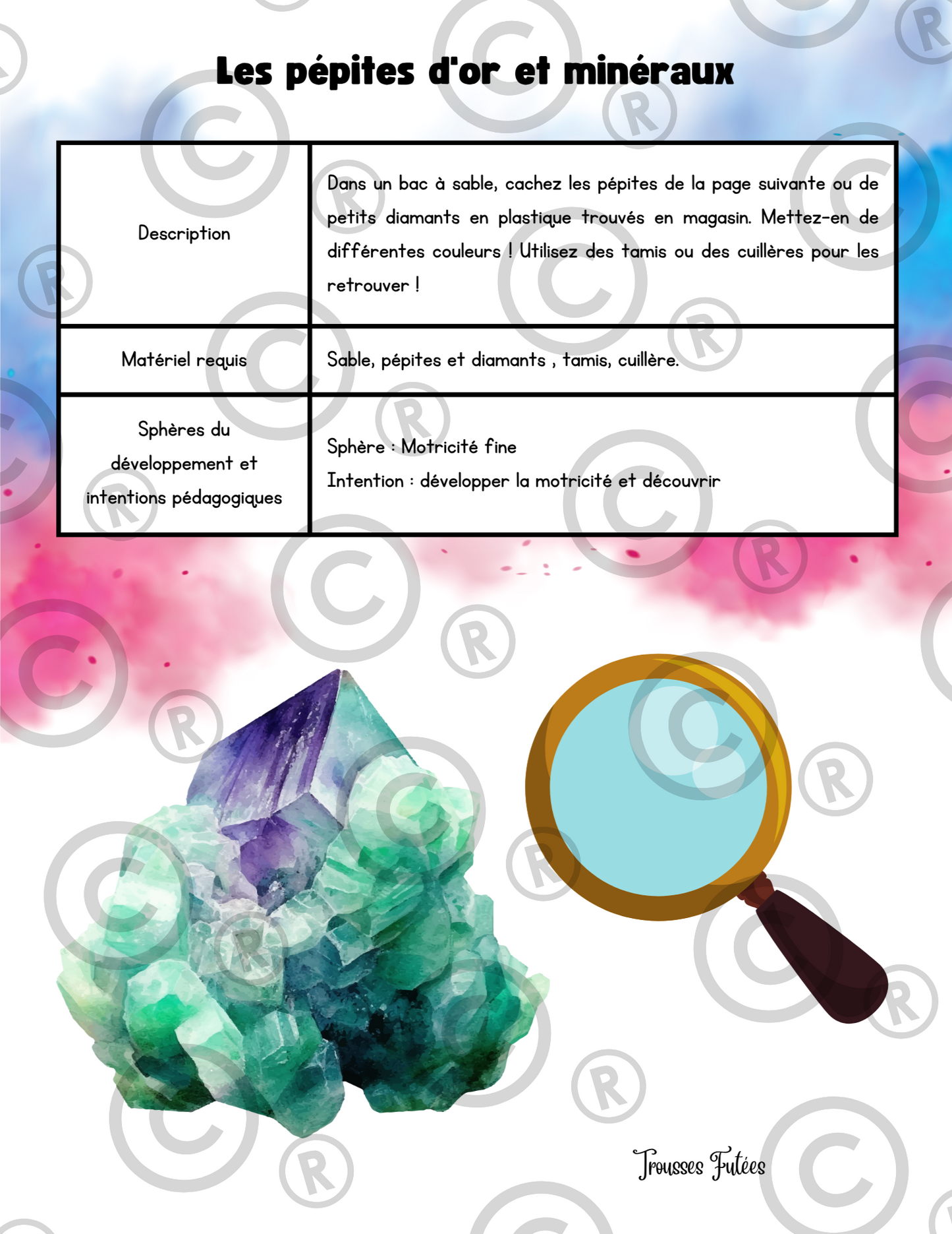 La trousse des roches et minéraux - 40 pages