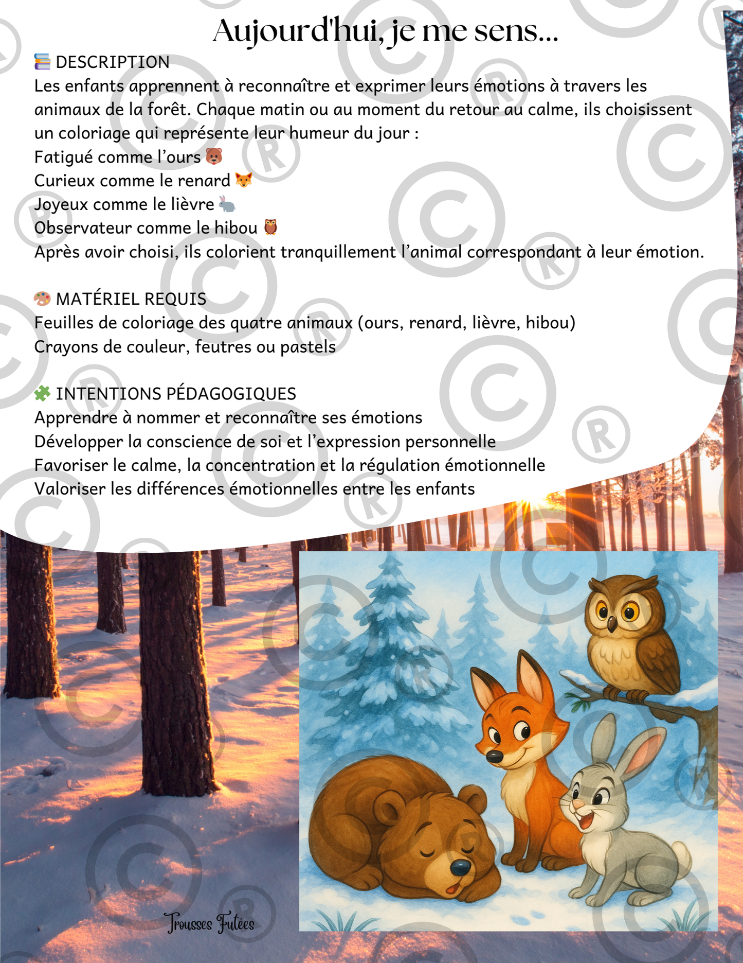 Trousse éducative La Forêt en Hiver PDF - Activités imprimables 1-6 ans