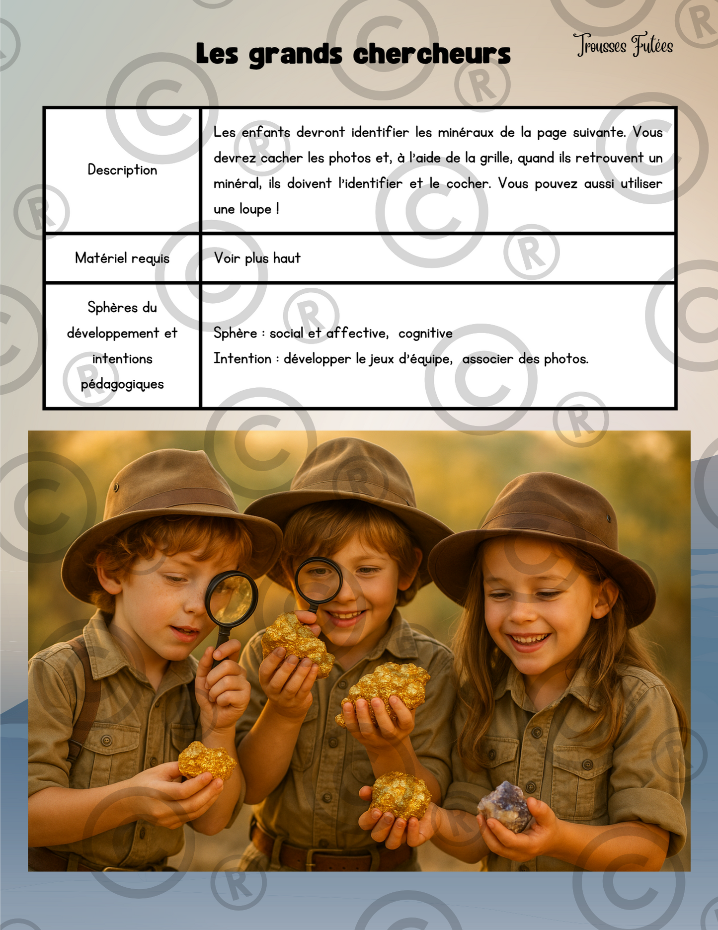La trousse des roches et minéraux - 40 pages