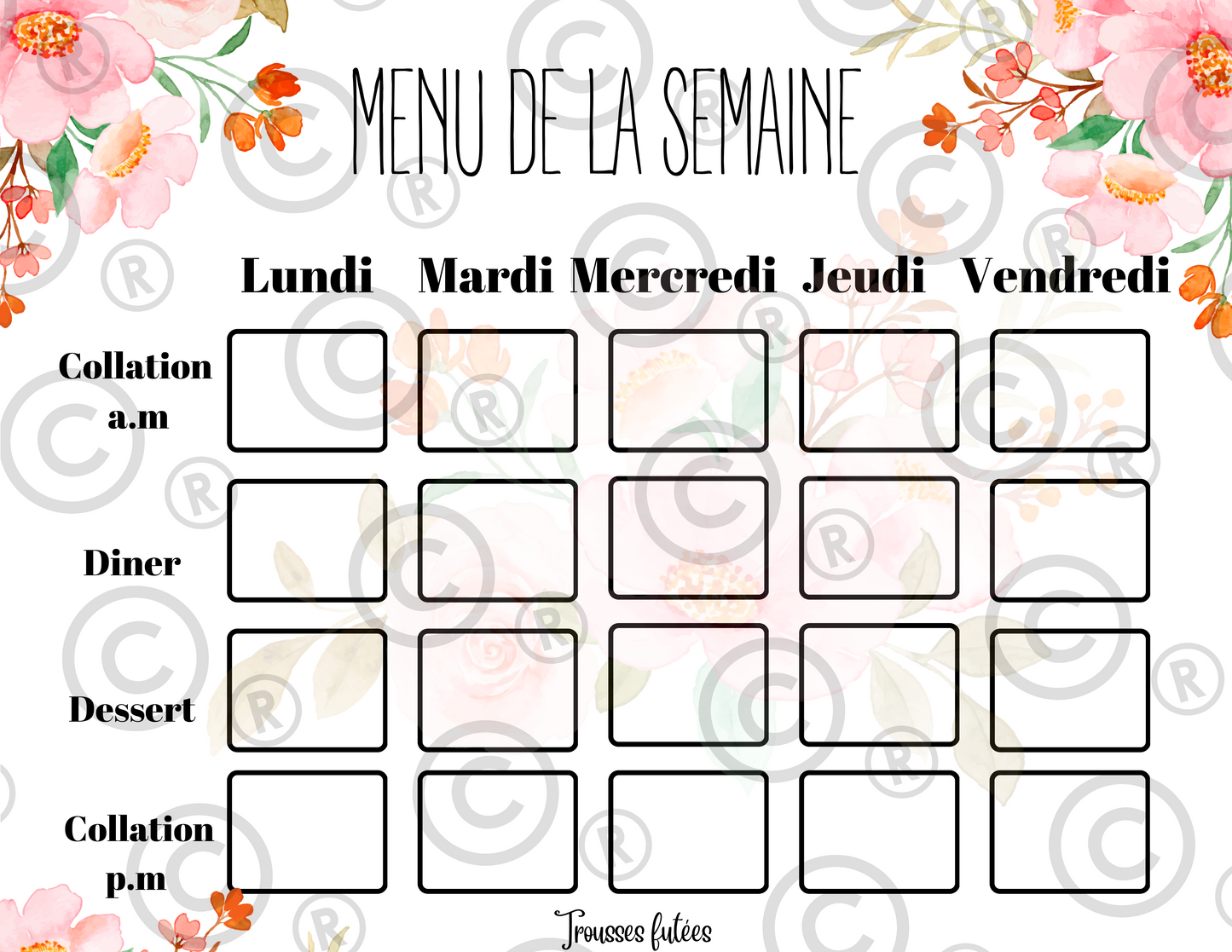 Menu de la semaine 1 - 40 pages