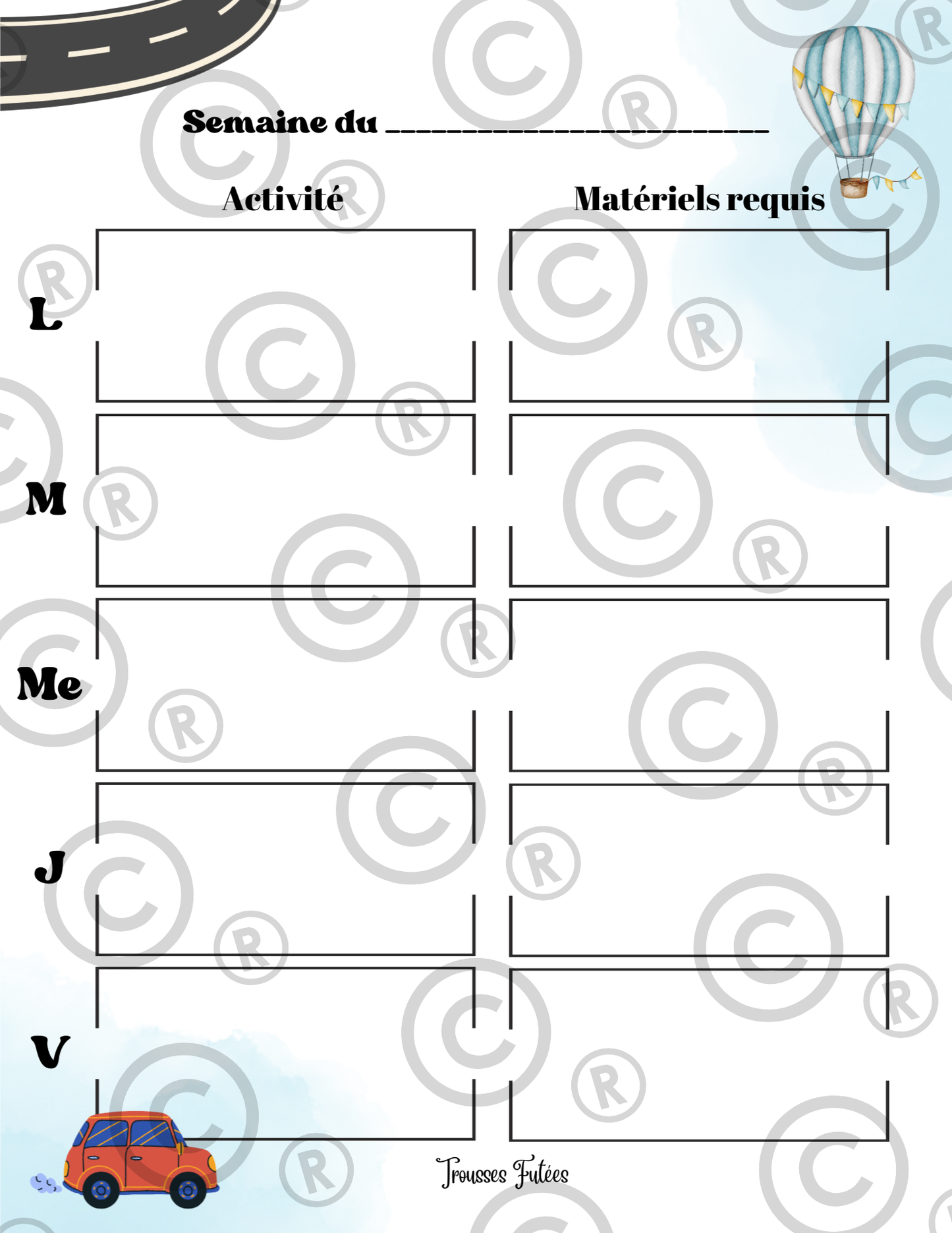Trousse éducative Les moyens de transport- Activités imprimables 1-5 ans (PDF)