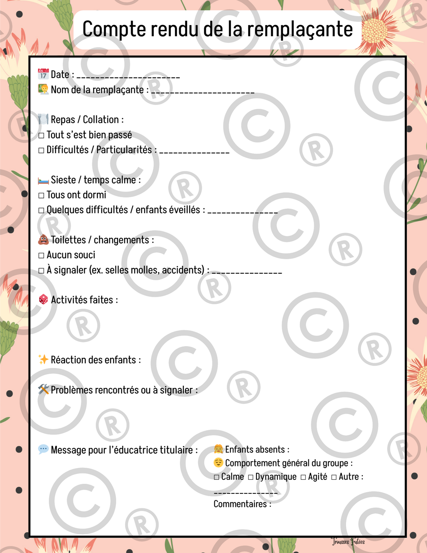 La mini trousse pour la remplaçante - 18 pages