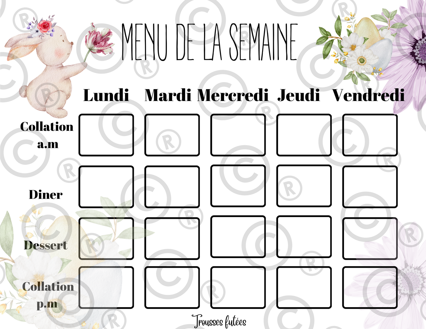 Menu de la semaine 1 - 40 pages