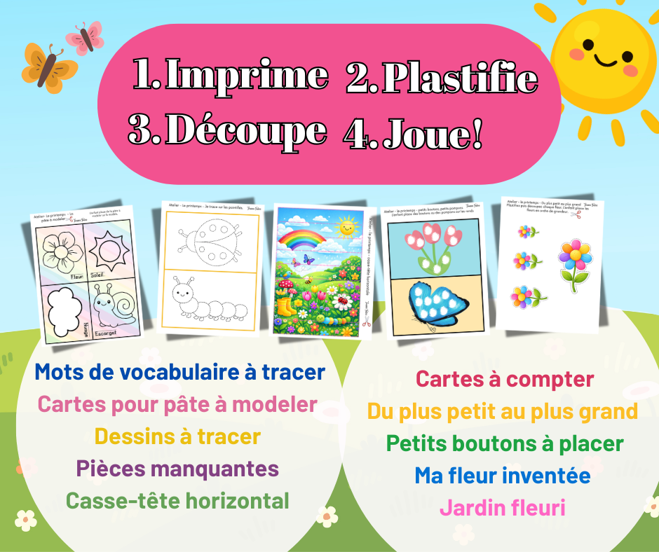 10 activités à plastifier Printemps - Activités imprimables 1-6 ans