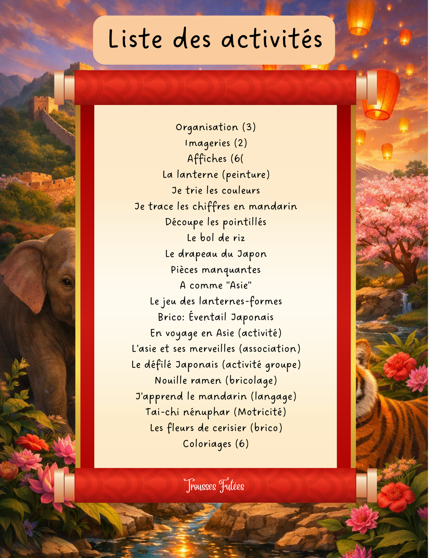 Trousse éducative l'Asie - Activités imprimables 1-6 ans (PDF)