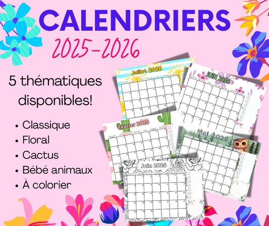 Calendrier juillet 2025 à juillet 2026