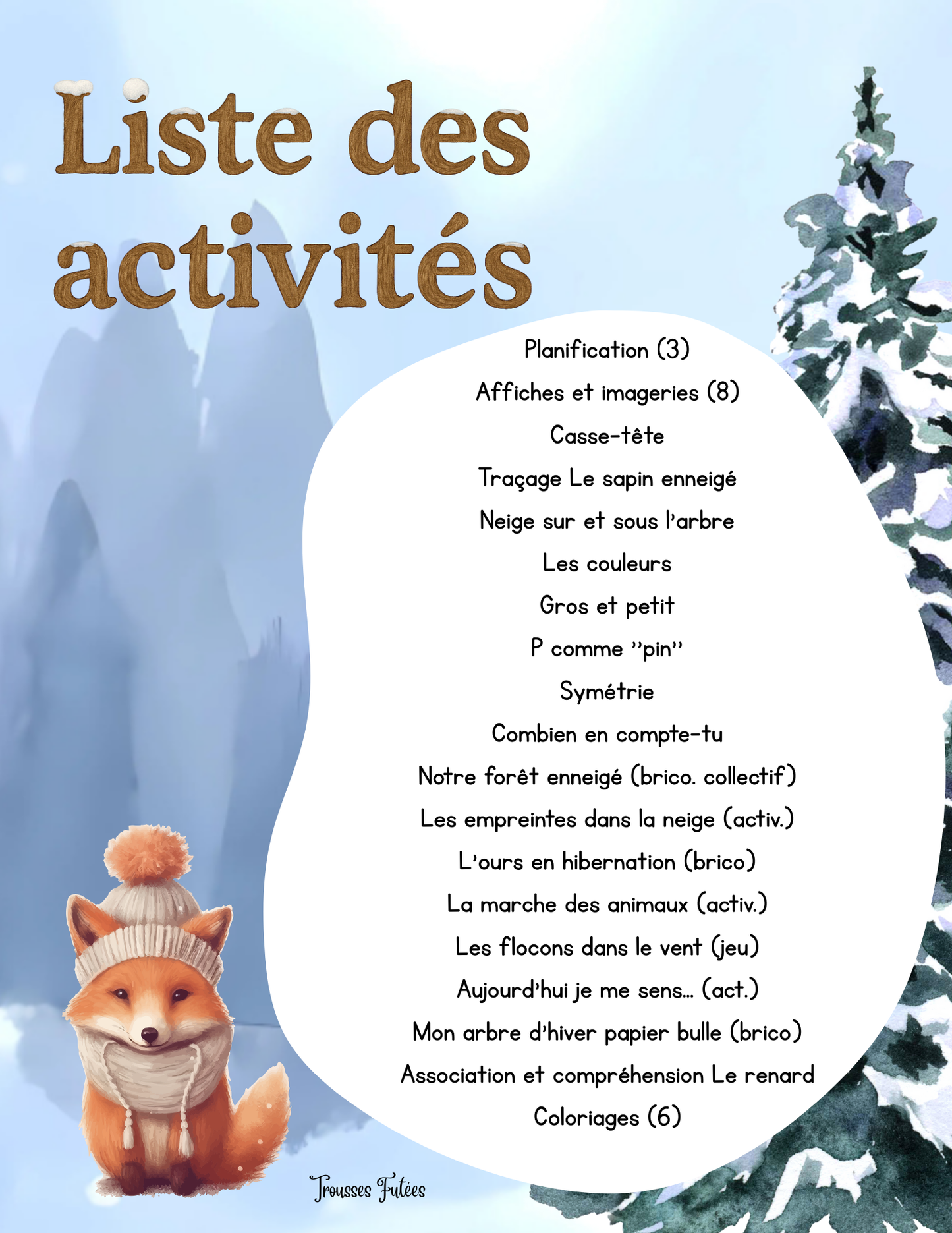Trousse éducative La Forêt en Hiver PDF - Activités imprimables 1-6 ans