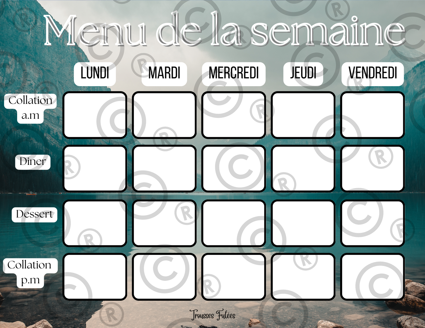 Affiches pour menu de la semaine - Août