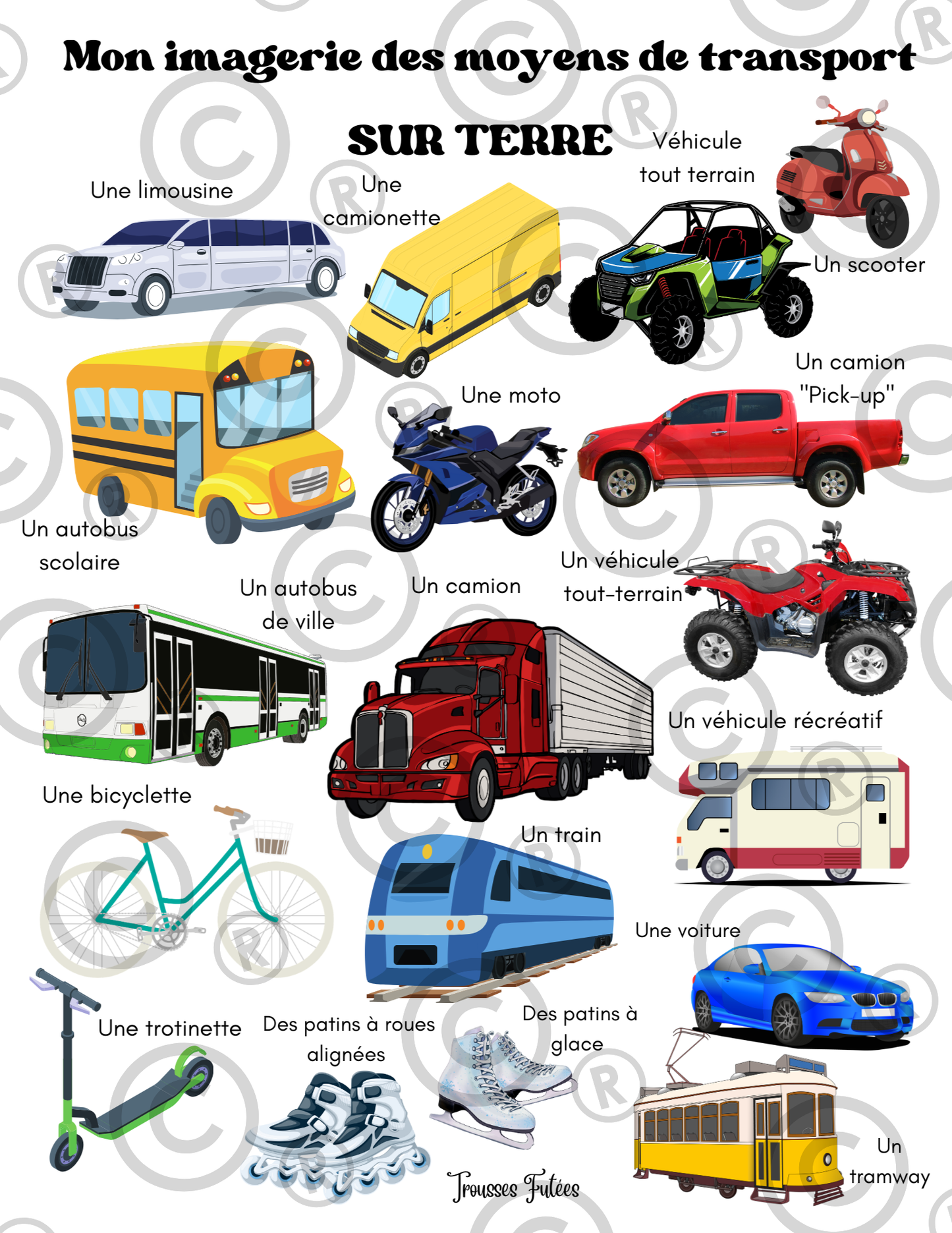 Trousse éducative Les moyens de transport- Activités imprimables 1-5 ans (PDF)