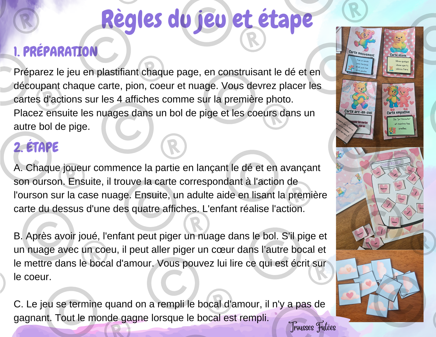 Jeu de table à imprimer PDF - Le jeu du Royaume des Nuages - Préscolaire/maternelle