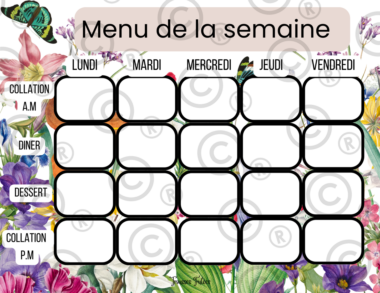 Affiches pour menu de la semaine - Mai