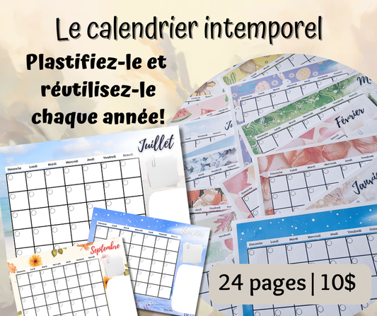 Trousse d'organisation Le Calendrier intemporel à imprimer