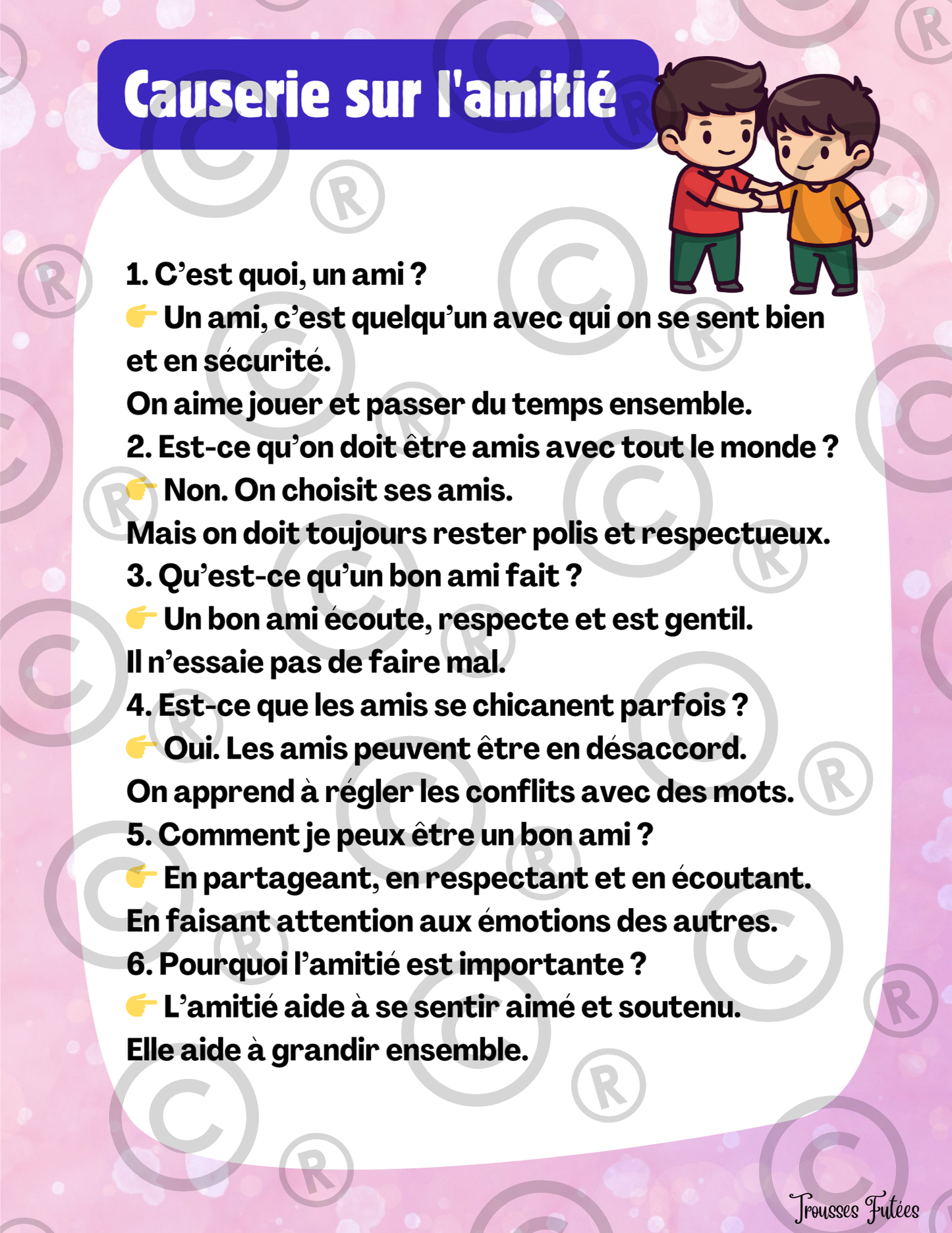 Trousse Éducative PDF L'amitié et le Partage - Activités imprimables 1-6 ans