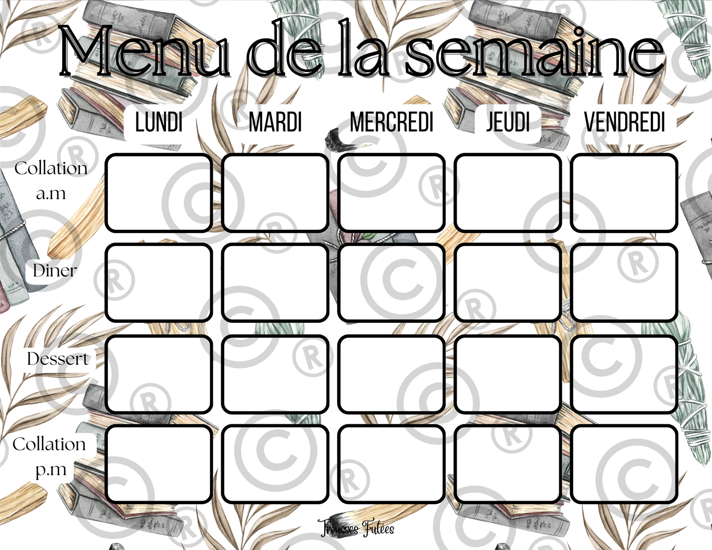 Affiches pour menu de la semaine - Août