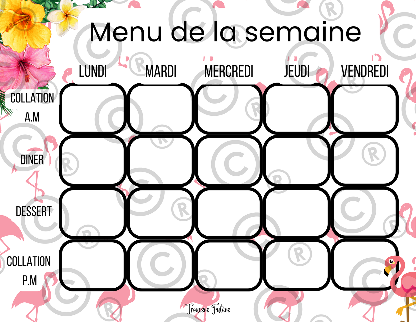 Affiches pour menu de la semaine - Juillet