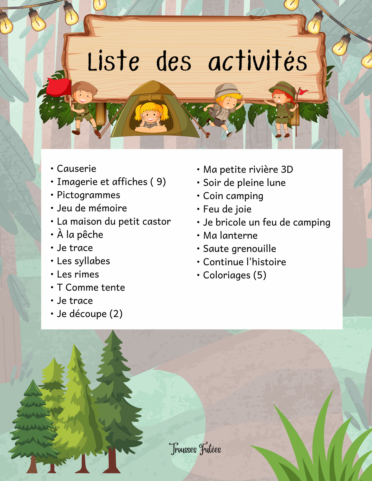 Le camping - 45 pages