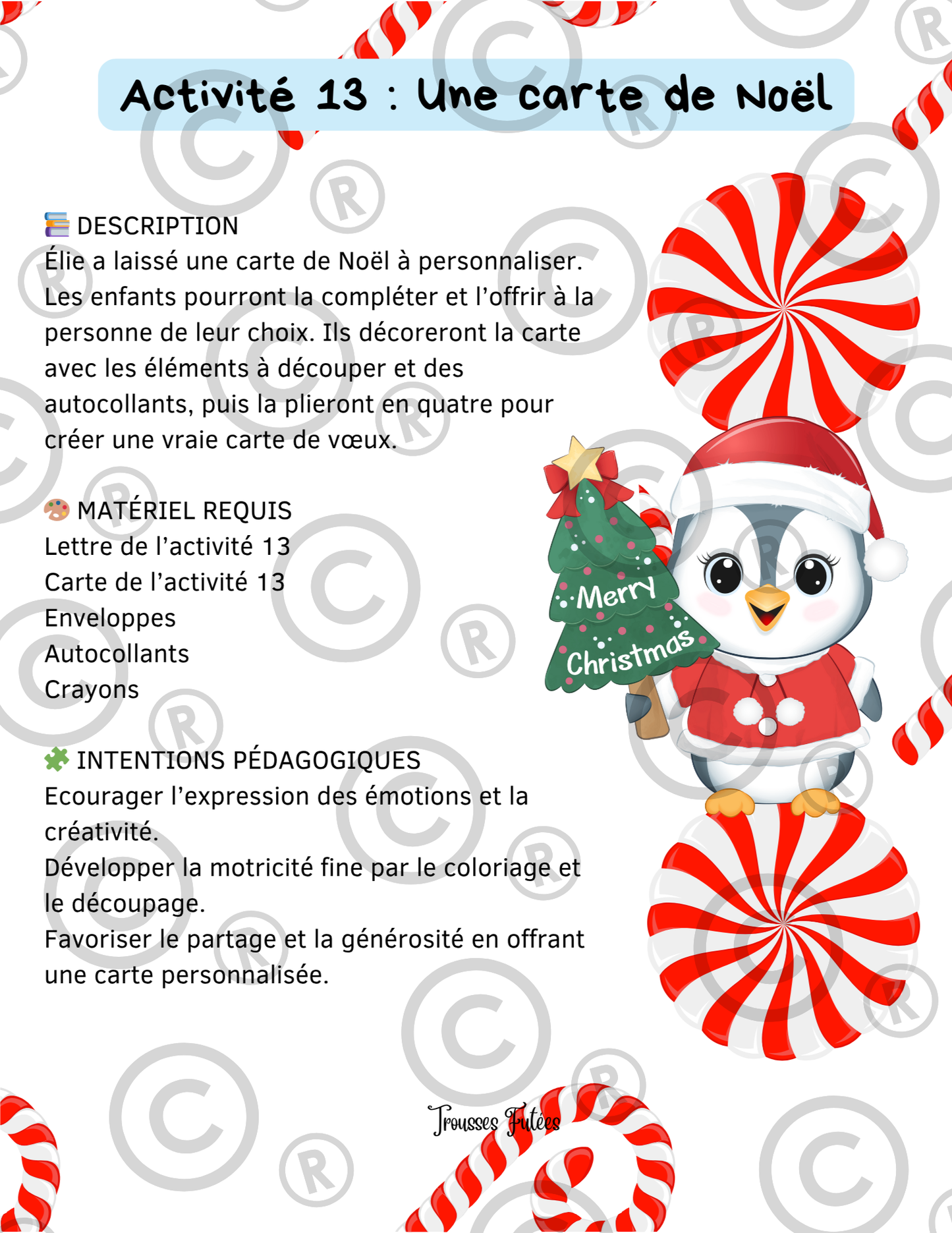 La trousse de l'avent avec Élie le pingouin