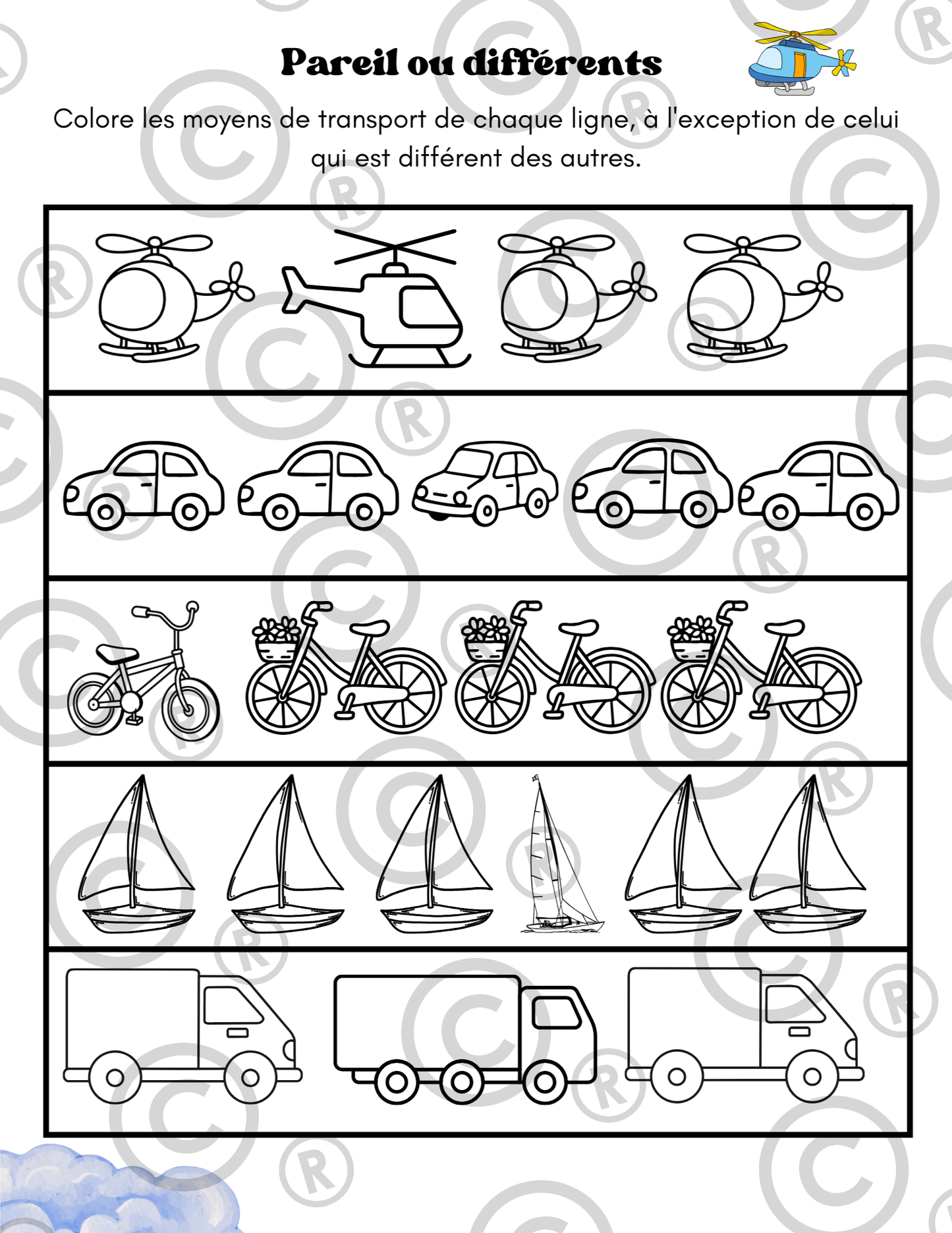 Trousse éducative Les moyens de transport- Activités imprimables 1-5 ans (PDF)