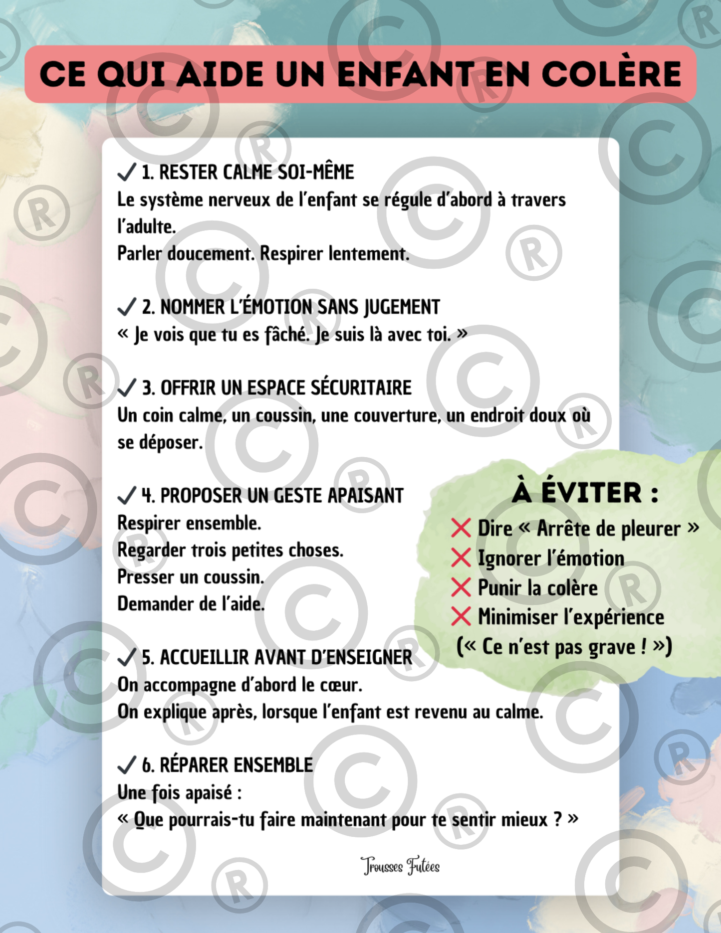 Mini Trousse Éducative La colère - Activités imprimables 1-6 ans - PDF