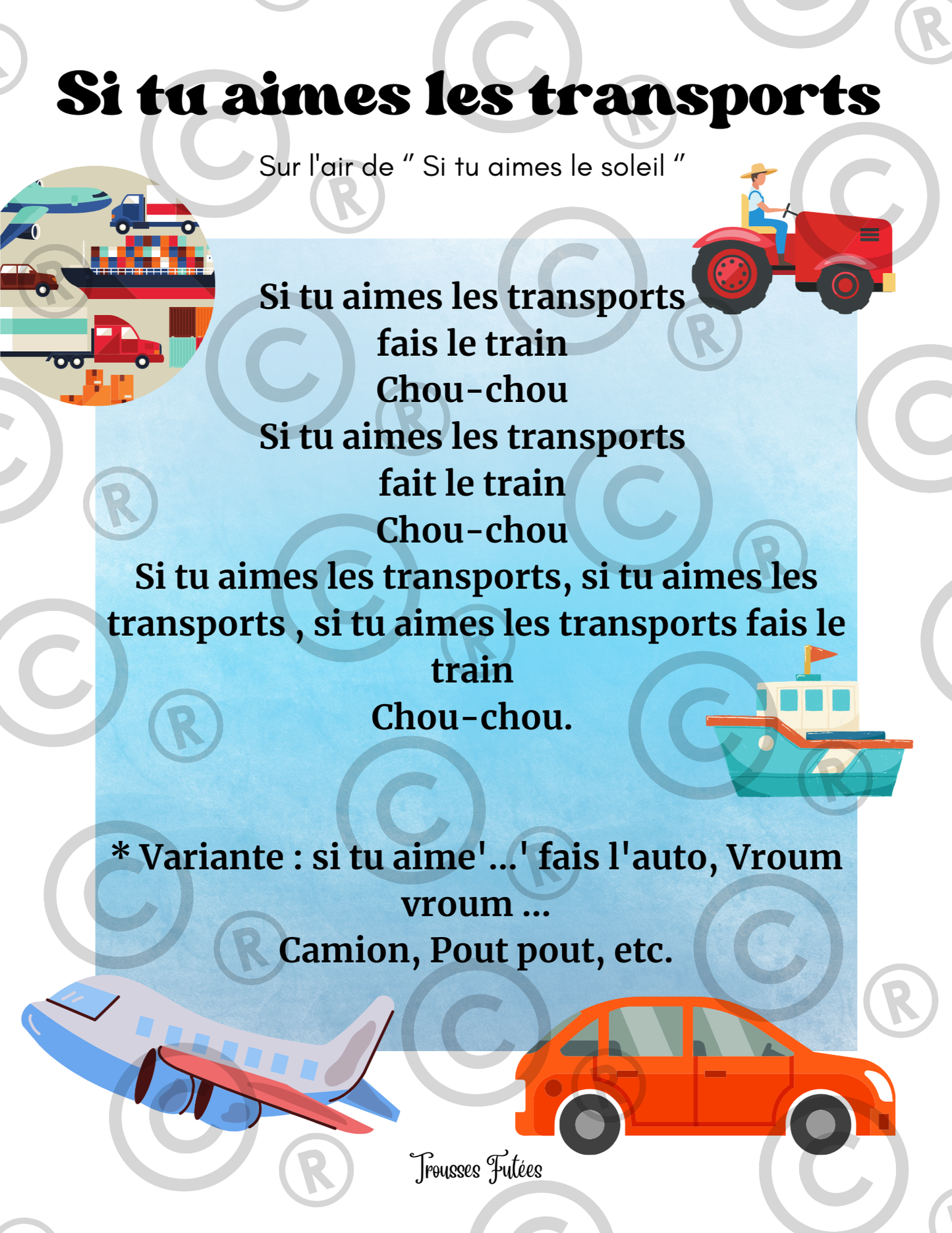 Trousse éducative Les moyens de transport- Activités imprimables 1-5 ans (PDF)