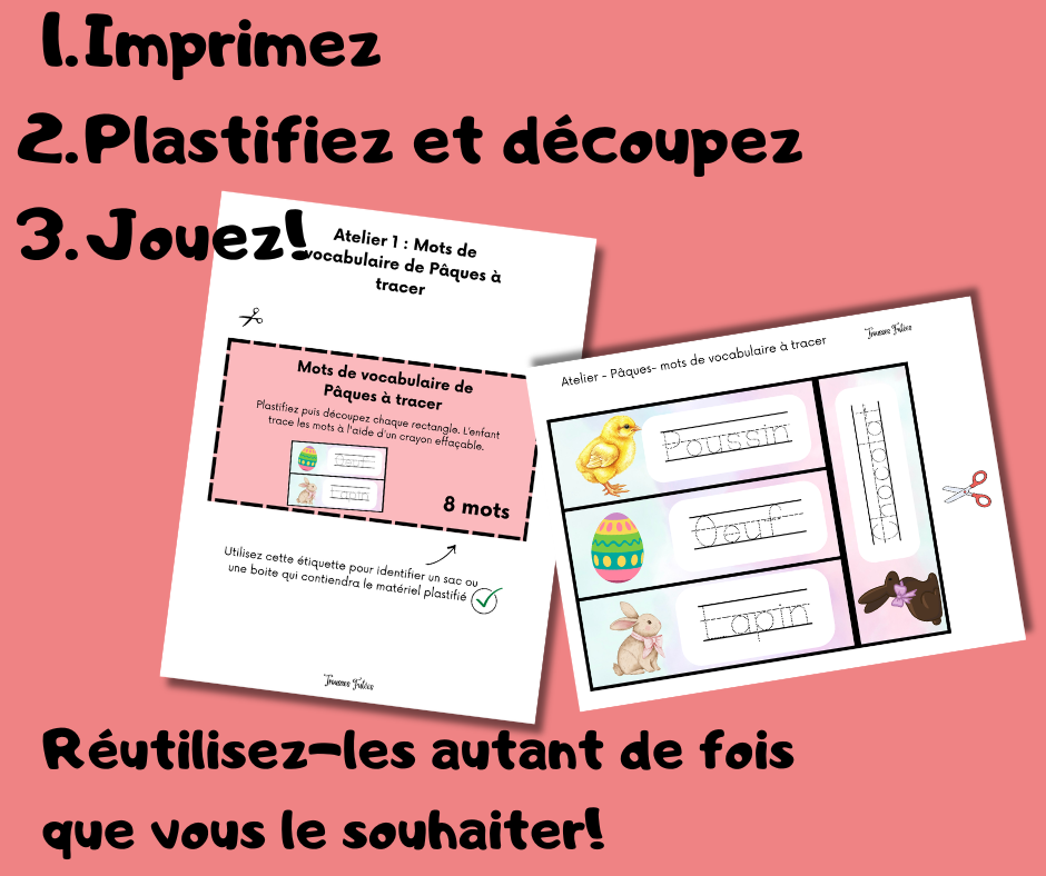 10 ateliers à plastifier pour Pâques (PDF) - Activités imprimables préscolaire / maternelle