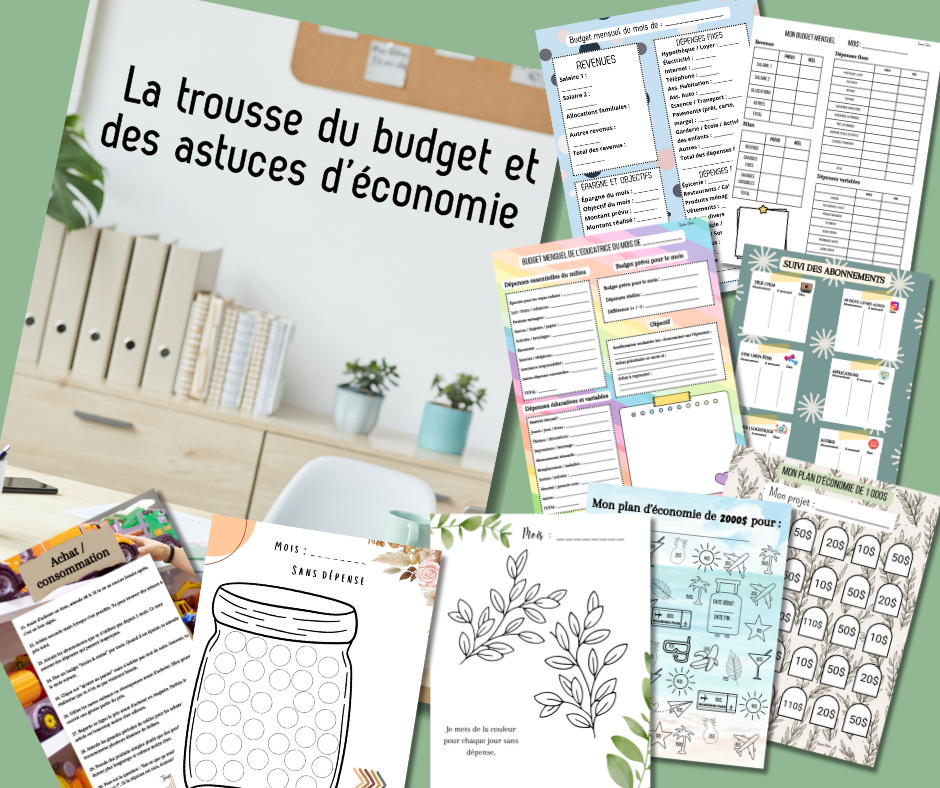 Trousse d'organisation Le Budget et les astuces d'économie - Fiche d'organisation à imprimer