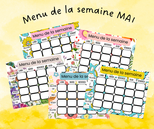 Affiches pour menu de la semaine - Mai