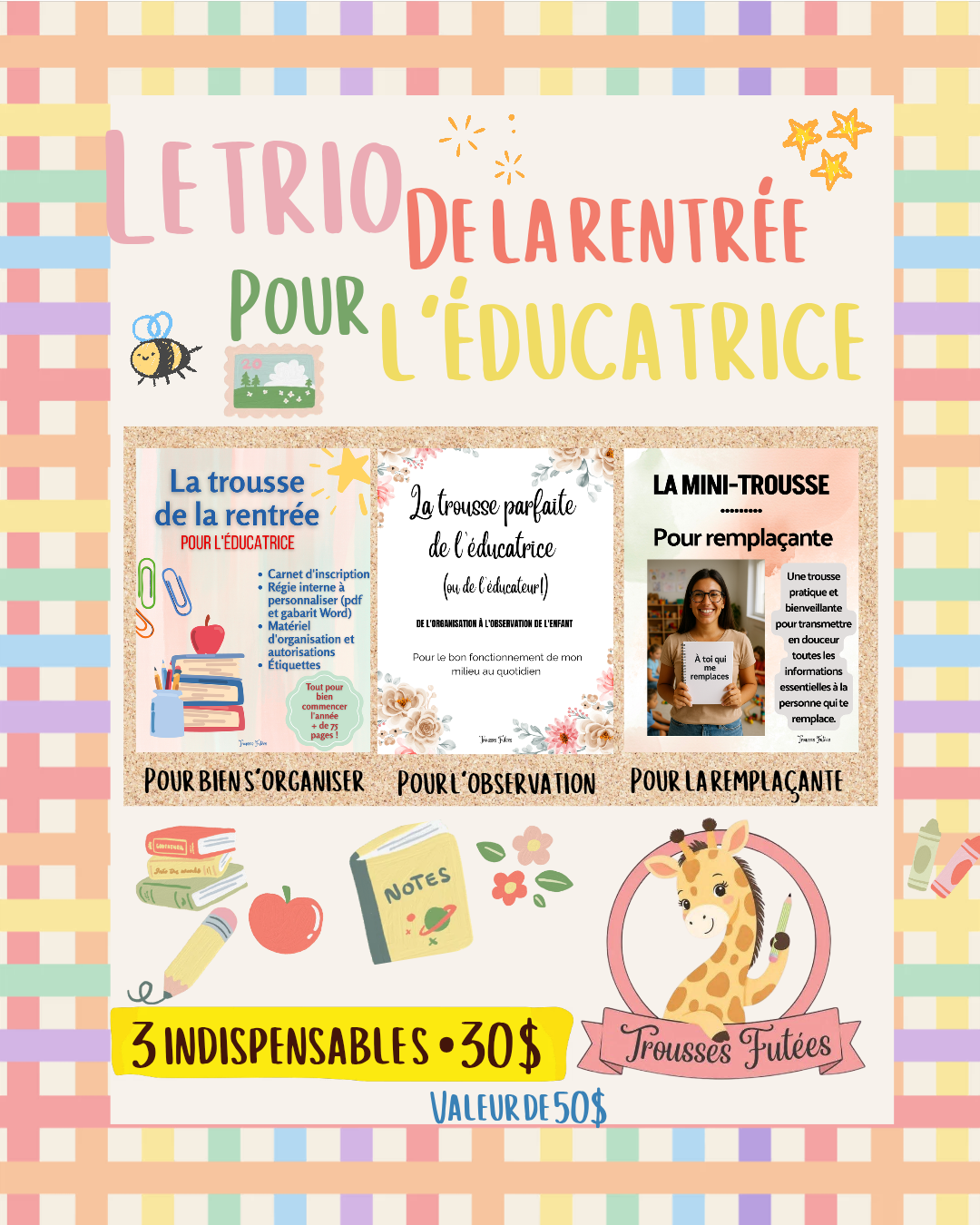 Trio de la rentrée - pour l'éducatrice