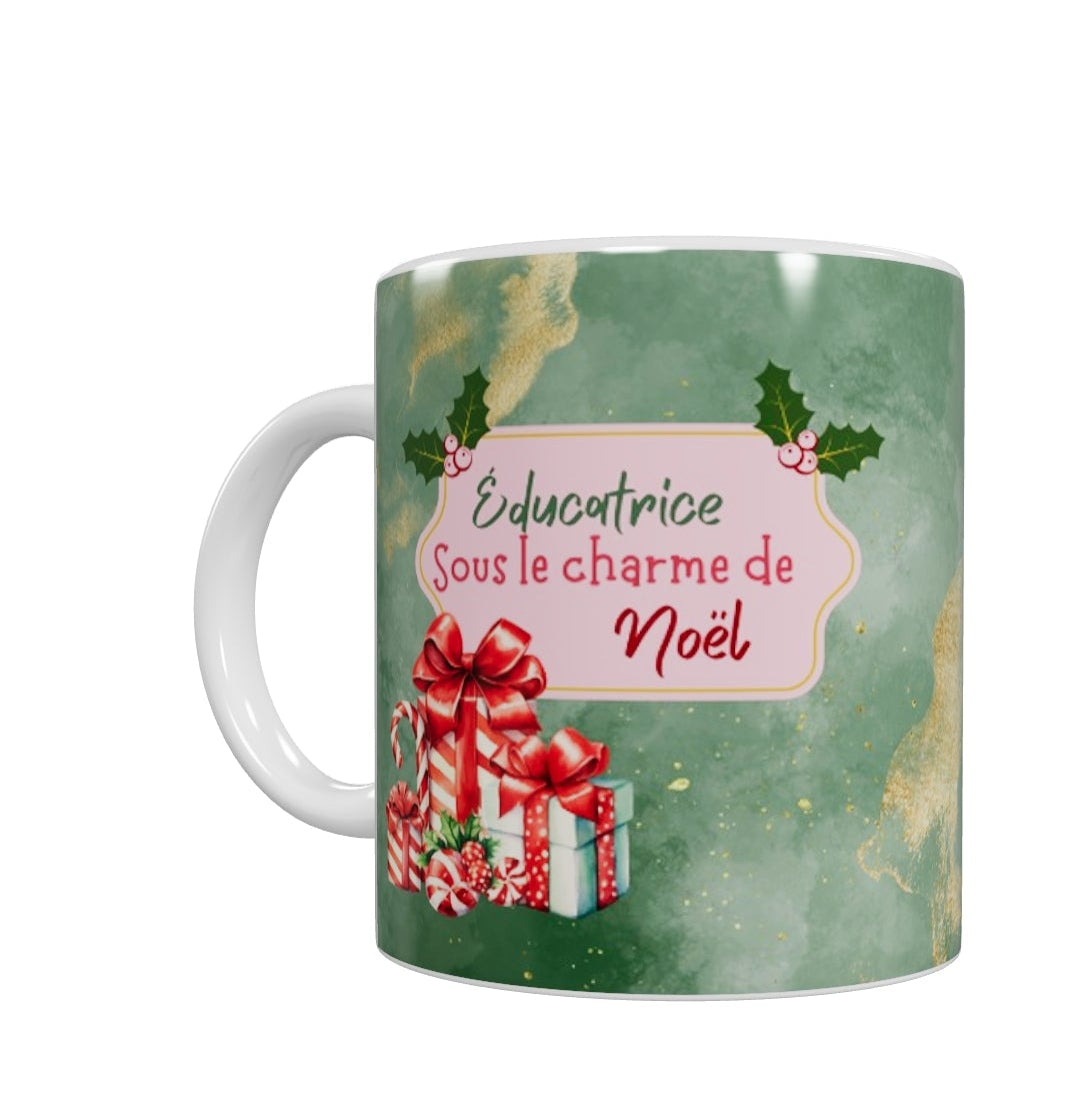 Tasse - Maman, éducatrice, enseignante sous le charme de Noël - Modèle 1