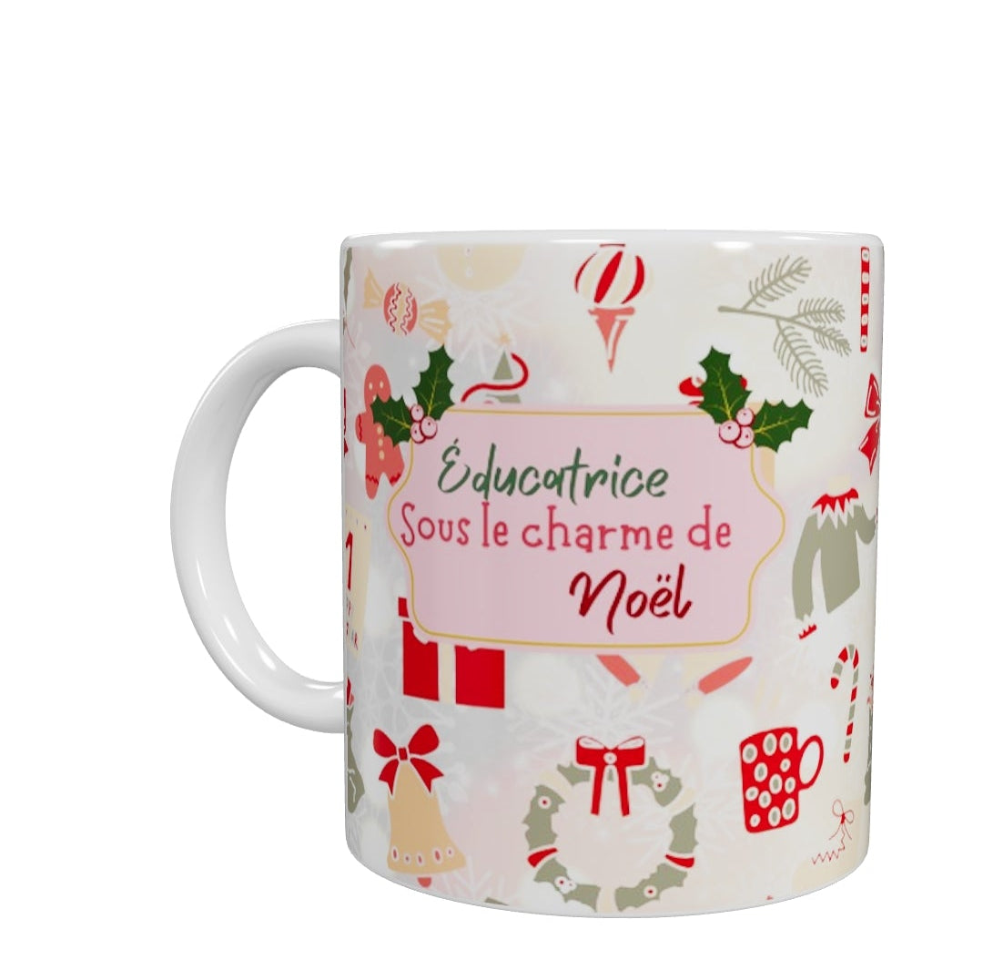 Tasse - Maman, éducatrice, enseignante sous le charme de Noël - Modèle 3